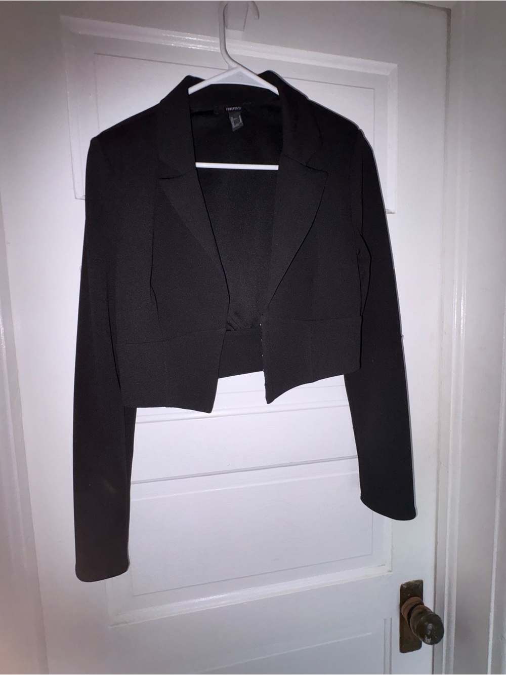 F21 Black Cropped Blazer Jacket - Womens